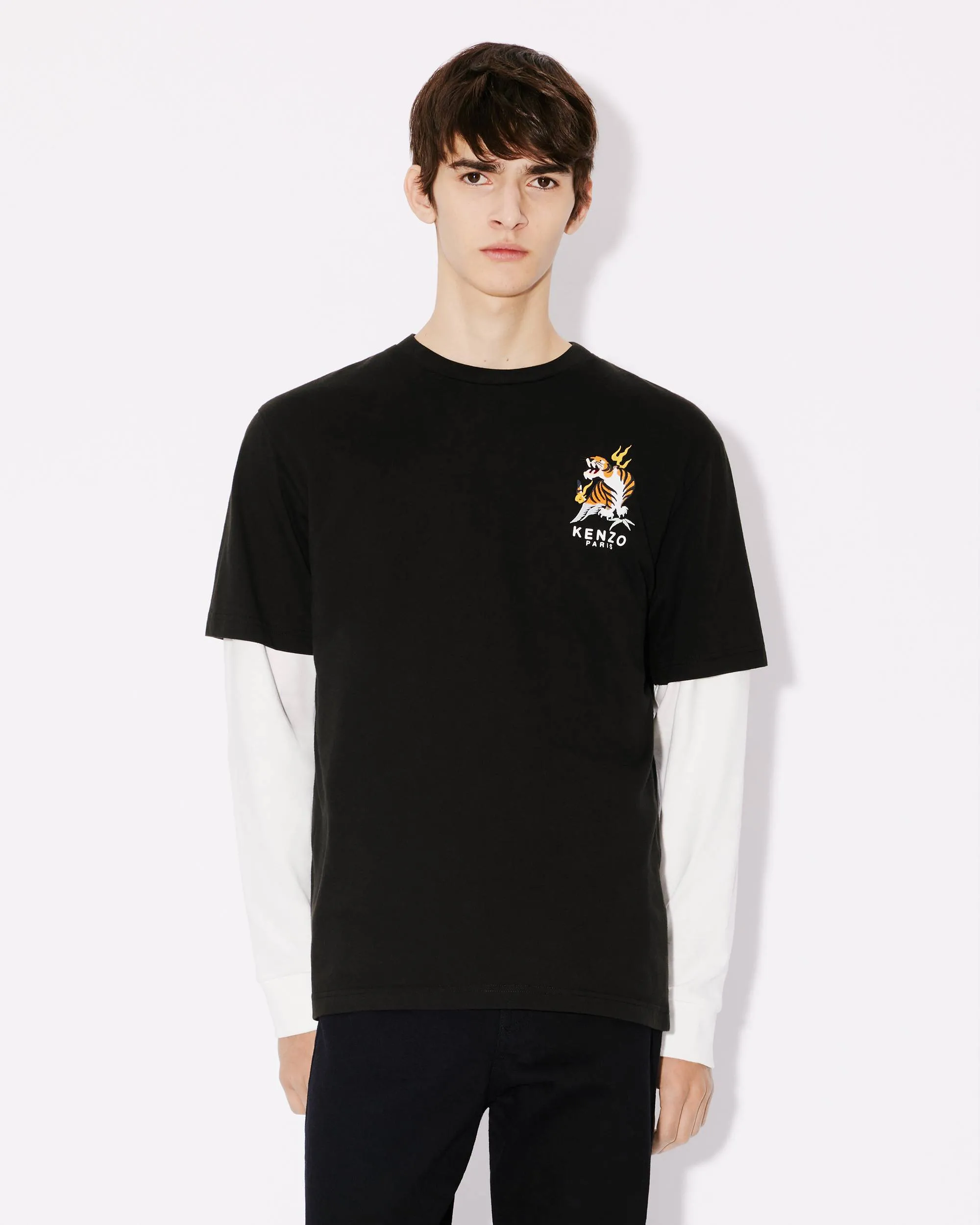 KENZO 2024 New Year Tiger Limited T-shirt YEAR OF THE DRAGON' EMBROIDERED CLASSIC T-SHIRT Color: White Black Hidden Blue Size: M L XL XXL Three Standards Style Number: K 92